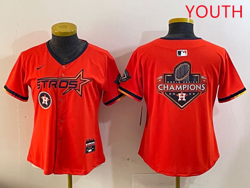Youth Houston Astros Blank Orange Three generations Joint Name 2025 Nike MLB Jersey style 25